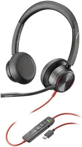 Plantronics Poly - Blackwire 8225 Wired Headset with Boom Mic Dual-Ear (Stereo) Computer Headset - USB-C to Connect to Your PC/Mac - Active Noise Canceling - Works with Teams, Zoom & More in Kuwait