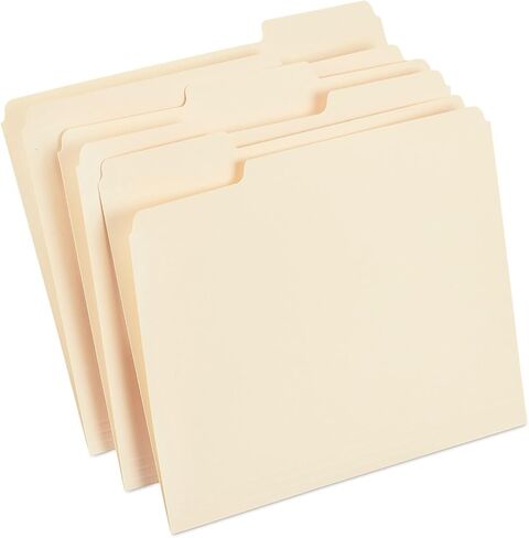 Staples 30% Recycled File Folders, 1/3-Cut Tab, Letter Size, Manila, 100/Box (ST56675) in Saudi Arabia