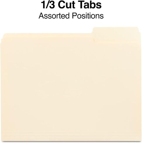 Staples 30% Recycled File Folders, 1/3-Cut Tab, Letter Size, Manila, 100/Box (ST56675) in Saudi Arabia
