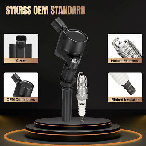 مجموعة من 8 ملفات إشعال DG508 وSP493 SP479 شمعات الإشعال المتوافقة مع F-150 F-250 F350 5.4L 1998-2008 E150 E250 E350 E450 Mustang Lincoln Vpg 4.6LV8 يستبدل DG481 DG491 in Kuwait