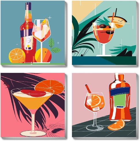 cdjlddww مجموعة من 4 قطع طلاء بالأرقام للبالغين مؤطرة، مشهد سهل الطلاء حسب الأرقام للمبتدئين مع إطار، طلاء مشهد أكريليك حسب مجموعات الأرقام على القماش مع تغليف رائع 8x8 بوصة in Kuwait