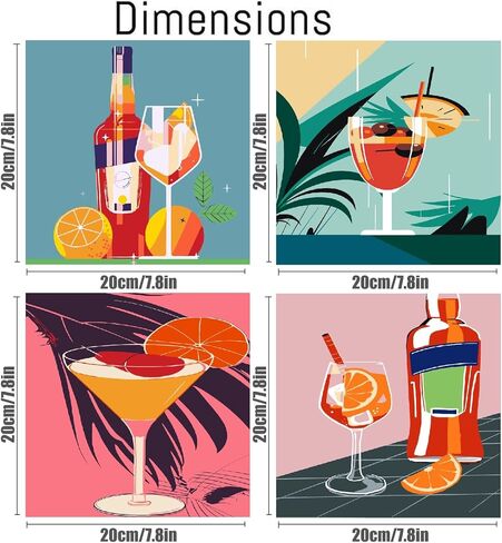 cdjlddww مجموعة من 4 قطع طلاء بالأرقام للبالغين مؤطرة، مشهد سهل الطلاء حسب الأرقام للمبتدئين مع إطار، طلاء مشهد أكريليك حسب مجموعات الأرقام على القماش مع تغليف رائع 8x8 بوصة in Kuwait