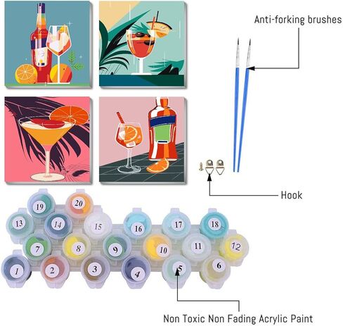 cdjlddww مجموعة من 4 قطع طلاء بالأرقام للبالغين مؤطرة، مشهد سهل الطلاء حسب الأرقام للمبتدئين مع إطار، طلاء مشهد أكريليك حسب مجموعات الأرقام على القماش مع تغليف رائع 8x8 بوصة in Kuwait
