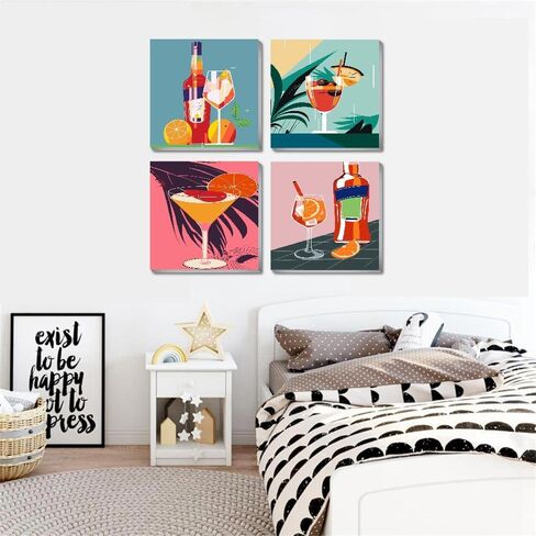 cdjlddww مجموعة من 4 قطع طلاء بالأرقام للبالغين مؤطرة، مشهد سهل الطلاء حسب الأرقام للمبتدئين مع إطار، طلاء مشهد أكريليك حسب مجموعات الأرقام على القماش مع تغليف رائع 8x8 بوصة in Kuwait