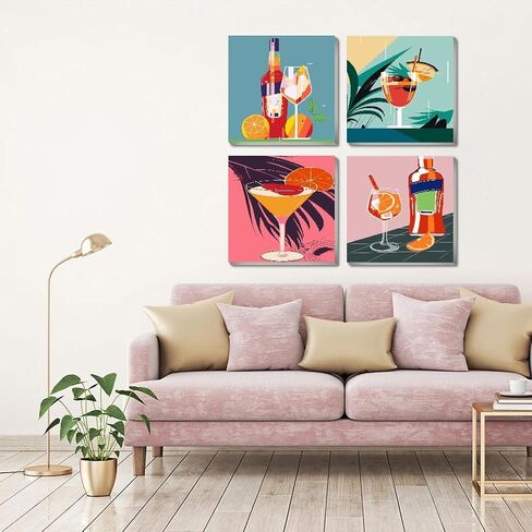 cdjlddww مجموعة من 4 قطع طلاء بالأرقام للبالغين مؤطرة، مشهد سهل الطلاء حسب الأرقام للمبتدئين مع إطار، طلاء مشهد أكريليك حسب مجموعات الأرقام على القماش مع تغليف رائع 8x8 بوصة in Kuwait