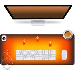 Heated Desk Pad Mouse Pad - Heated Desk Mat - Warm Desk Pad - 3 Levels Heating & 4 Hours Auto Shut-Off, PU Leather Mouse Pad - 31.5 x 13 inch(Dull Black)
