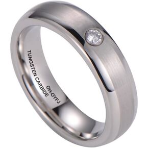 6mm Silver Classic Tungsten Carbide Ring OH-037 for Men Women Wedding Band Size 7-15