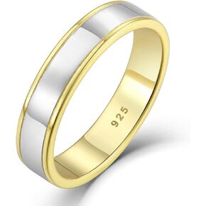 STARCHENIE Solid 925 Sterling Silver Ring for Men & Women 5mm High Polish Gold Wedding Band in Kuwait
