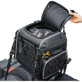 KEMIMOTO Motorcycle Travel Luggage Bag Sissy Bar Bag Motorcycle Helmet Tail Bag 40L for Softail Sportster Dyna Touring Models Road King Road Glide Street Glide Waterproof with Sissy Bar Straps