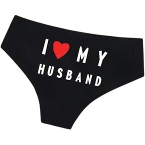 سراويل I Love My Husband الداخلية، ملابس داخلية مريحة فائقة النعومة، ملابس داخلية مثيرة وملابس داخلية للنساء، تصميم فريد بطباعة قلب، أسود (كبير جدًا)، أسود/أحمر XL in Saudi Arabia