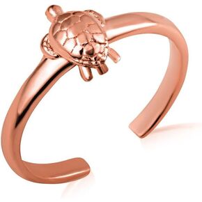 10K Yellow, White, or Rose Gold Good Luck 2mm Sea Turtle Ocean Adjustable Toe Ring for Ladies - Choice of Metal