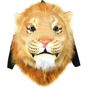 Backpack Stuffed Tiger Head 3D Simulation Personalised Lion Knapsack Shoulders Bag Animal Head Plush Rucksack (Lion Head)