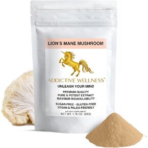 Addictive Wellness Lion's Mane Mushroom Premium Quality Dual-Extract Powder Nootropic