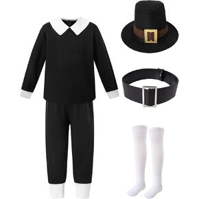 Pilgrim Boys costume Shirt Pants hat Socks Belt Colonial Pilgrim costume