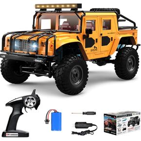 fisca RC Truck 1/12 RC Rock Crawler 4x4، 2.4 جيجا هرتز 4WD التحكم عن بعد الزاحف مركبة على الطرق الوعرة بيك اب شاحنة RTR، مقياس كامل 4x4 الطرق الوعرة الزاحف شاحنة التحكم عن بعد للبالغين والأطفال
