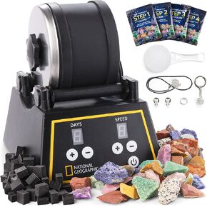 National Geographic Professional Rock Tumbler Kit – Extra Large 2 Lb. Barrel with 3-Speed Motor & 9-Day Timer – Geology DIY Kits for Adults, Rock Collection Hobby, Great Educational STEM Science Kit