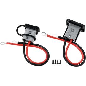 50Amp Battery Quick Disconnect Connector, 10AWG Cable Wire Harness Plug Connector, Battery Cable Connector with 15" Cord for Car RV Truck Winch Trailer (2PCS)
