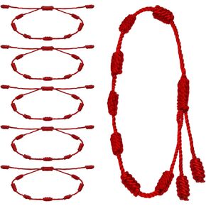 6 Pieces Red String Bracelets, Red Cord Bracelet, Bracelet Amulet for Protection, Adjustable Red Knot String for Protection, Good Luck, Friendship, Lovers