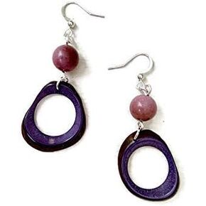 Earrings in Lavender, Vegetable Ivory Dangle Earrings Tag220