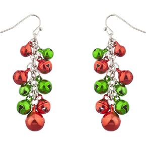 Lux Accessories Multicolor Silver Tone Christmas Jingle Bells Dangle Earrings