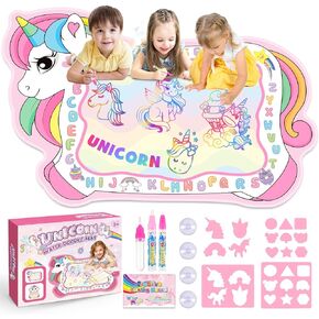 Unicorn Water Doodle Mat for Toddlers 2-5, 56 X 40 Inches Extra Large Water Painting Doodle Drawing Mat Preschool Educational Learning Toys Birthday Party Xmas Unicorns Gifts for Girls Age 2 3 4 5
