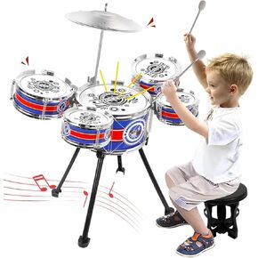 Toddler Drum Set Upgraded Drum Kit for Kids Jazz Drum Set with 5 Drums Music Toys for 3 4 5 Year Old Boys Girls Gifts Ages 3-5