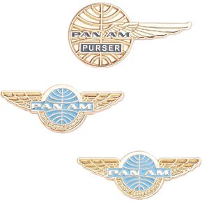 Desert Cactus Pan Am Airways Lapel Pins 3 Pack Airline Logo Enamel Made of Metal (Pin Set 2)