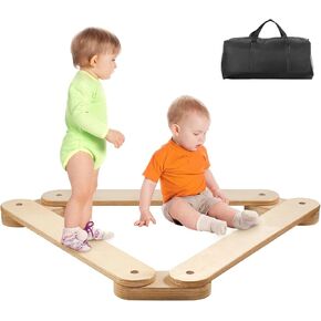 VEVOR Balance Beam Steps Stones، 3 قطع من ألواح التوازن الخشبية للأطفال الصغار، لعبة مونتيسوري للأطفال من سن 3 إلى 6 سنوات، بناء التنسيق والمهارات الحركية الإجمالية، دورة الجمباز في الداخل والخارج هدية للفتيات والأولاد