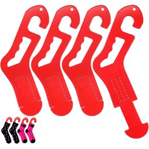 DoubleFill 4 Pieces Adjustable Size Sock Blockers Sock Blockers for Knitting Plastic Sock Blockers Sock Shaper Socking Stretchers for Knitting Crochet Socks Knit Sock Ruler Tool, Non Slip Handle