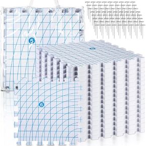 Threehoney 16 Pcs Thick Blocking Mats for Knitting Interlocking Blocking Boards with Grids, 250 T Pins and Storage Bag for Needlework Needlepoint Crocheting Supplies