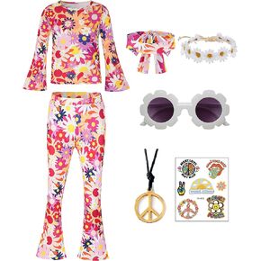 أزياء الهالوين للفتيات 2024، أزياء الستينيات والسبعينيات من القرن الماضي هيبي ديسكو للأطفال in Kuwait
