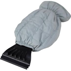 Car Auto Window Ice Scraper with Insulated Fleece-Lined Mitt, Gray