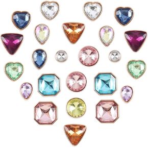 26 Pcs Jewelry Shoe Charms Accessories Decoration, Bling Gems Shoe Charms, Rhinestone Crystal Shoe Charms, Clog Sandal Slipper Charms for Women Men Halloween Christmas Gifts