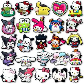 25Pcs Anime Shoe Charms for Clog Slides Sandals, Cute Shoe Accessories for Party Favor