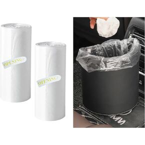 2Packs Trash Liner Refills (60 Count), Watertight Thickened Mini Trash Can Bags, Transparent Desktop Trash Bin Liners Garbage Bags for Cars Office Home, Car Accessories