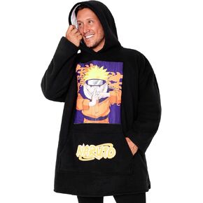 Naruto Blanket Hoodie for Men and Teenagers - Cosy Oversized Fleece Hoodie One Size Sherpa Lined - Anime Gifts for Men in Kuwait