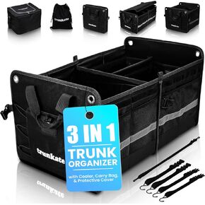 Trunk Organizer for Car, SUV, Truck | 3 in 1 with Cooler, Protective Cover, and Carry Bag | Transform Your Car Trunk Organizer - Car Organizers and Storage Experience | Must Have Car Essential