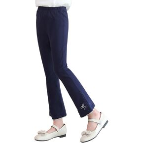 Girls Bowknot Flared Leggings Pants - Comfortable Slim Fit Casual Trousers for Spring & Autumn for Big Kids Outdoor