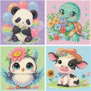 4 PCS Butterfly Diamond Art Painting Kit for Kids-5D Diamond Art Kits for Beginners,DIY Diamond Rhinestone Full Drill Gem Arts Crafts for Girls Boys Ages 6-8-9-12 for Home Wall Decor (6x6inch)