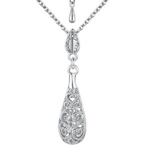 Yoursfs Pattern Hollow Pendant Necklace For Women Silver Plated Three-dimensional Exquisite Waterdrop Beautiful Jewelry Ladies Gifts