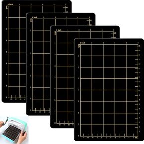 Copkim 4 Shims 6'' x 9" Magnetic Shim with Card Size Grids Die Cutting Machine Accessories Black Embossing Machine Pads for Die Cutter