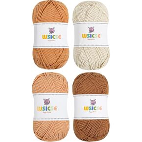 4 Pack Crochet Yarn, 560 Yard Soft Brown Yarn for Hand Knitting Decor Gifts in Kuwait