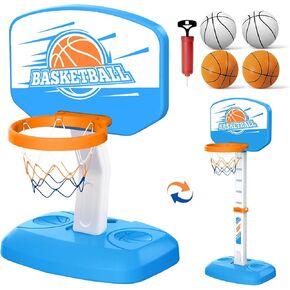 Pool Basketball Hoop Set for Pool with Backboard, 4 Balls & Pump, Pool Toys for Kids and Adults, Indoor Basketball Hoop for Toddler