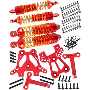 Front Rear Assembled Full Metal Shocks&Front Rear Shock Tower Upgrades Part for 1/18 LaTrax Teton Desert Prerunner,Replace Parts 7660 7665 7637(Navy Blue)