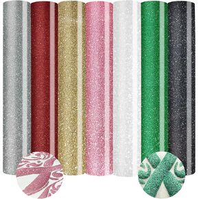 Glitter Puff Vinyl Heat Transfer 3D - Puff HTV Vinyl 7 Sheets 12"x 10" Glitter Heat Transfer Vinyl for T-Shirt Clothes Compatible with Cricut Air or Maker (Glitter Puff HTV-7PCS)