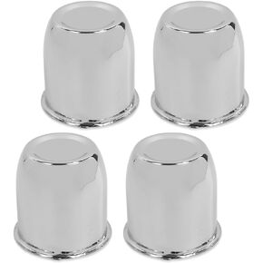 4 Push Through Chrome Center Caps Fit 3.18" Rims Center Bore Trailer Rim Scratched