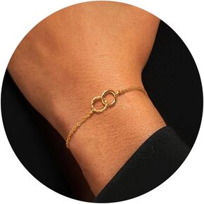 Moodear Dainty Gold Bracelets for Women - Trendy Non Tarnish 14k Gold Plated Bracelet Adjustable Chain Waterproof Jewelry