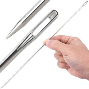 Isslly 12 inch Sewing Needles, Stainless Steel Large Eye Hand Sewing 3mm Thickness, Easy Threading Embroidery Needles for Crafting, Weave and DIY