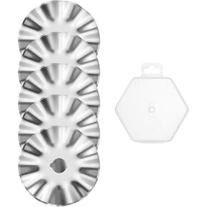 HARFINGTON 5pcs Rotary Cutter Blades 45mm Large Wave Blade SKS-7 Steel Sharpness Replacement Rotary Blade Quilting Rotary Cutter Blades for Fabric Sewing Scrapbooking Crafts, Silver Tone