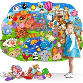 SKOLESK 77 Pcs Farm Animals Felt Story Board Set Preschool Farmhouse Themed Early Learning Storytelling Flannel Board Interactive Educational Play Kit Mat for Toddlers Kids 41x29 inch